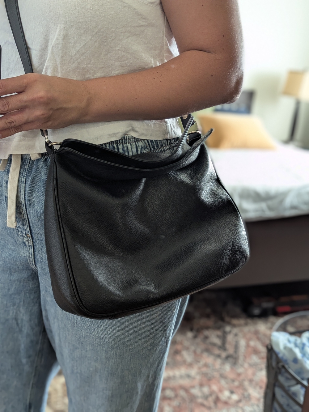 Vintage Danier Black Leather Hobo Bag